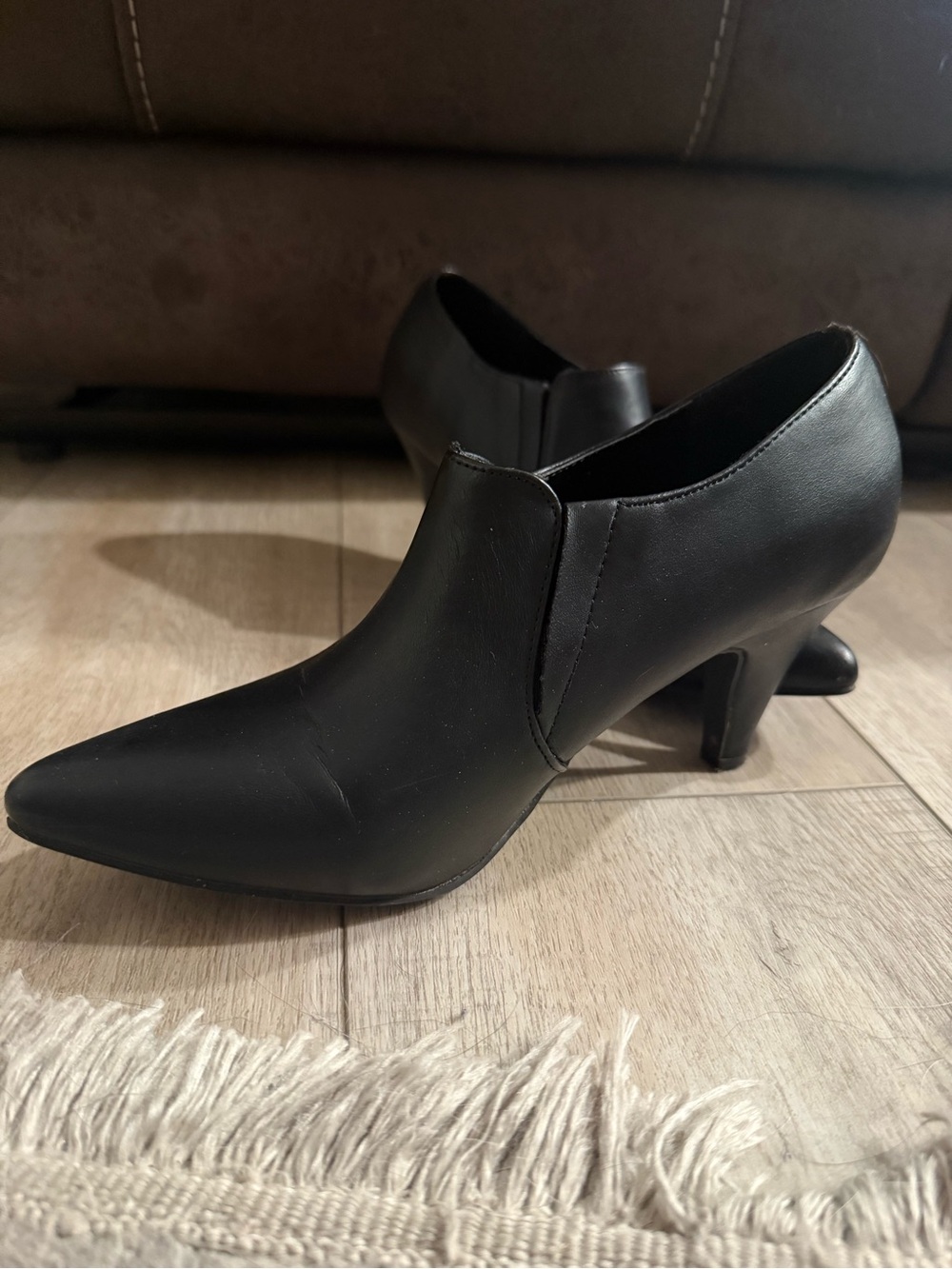 Metaphor Black Pointed-Toe Heeled Ankle Shoes